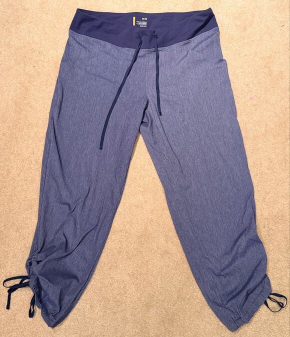 Lucy Pants - Lucy Activewear Blue Heathered Cinch Ankle Athletic Pants SZ M Drawstring Capris
